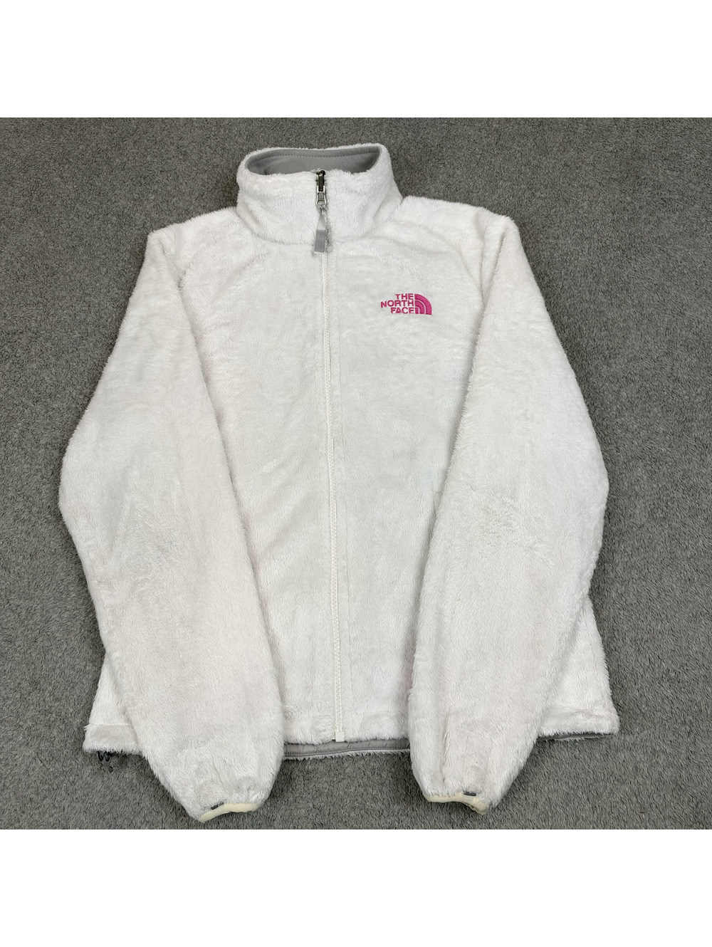 The North Face fleece jacket women XS white pink logo